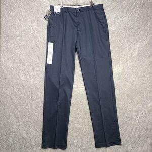 Haggar Premium Iron Free Khaki Pants 32x32 Navy‎ Blue Straight Fit Stretch Twill